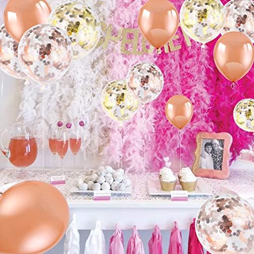 Конзаит 52 парчиња 12 Инчни Балони Од Розово Злато Конфети Балони Латекс Балони Рефус За Балони Материјали За Забави Декорација За Роденденска