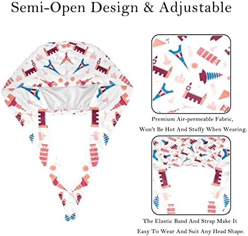 Работно капаче со копче, меки прилагодливи за дишење, униформни капачиња за џемпери 2 парчиња, шарена зграда