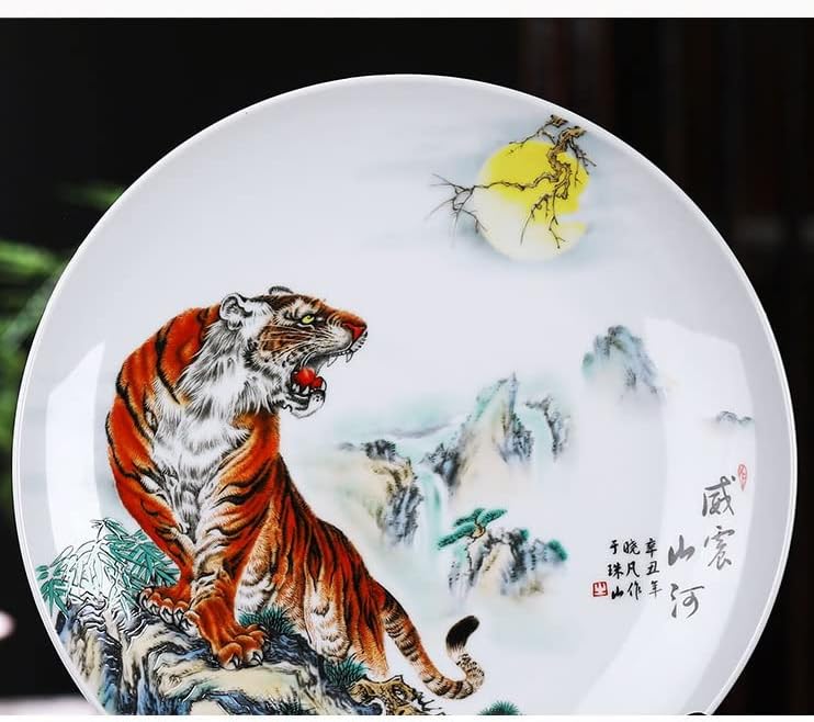 N/A керамичка декоративна чинија Jingdezhen Керамичка висечка плоча седечка чинија тигар керамичка плоча студија за декорација