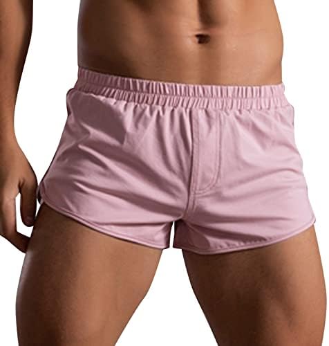Bmisegm боксерски шорцеви за мажи пакуваат мажи летни цврсти бои памучни панталони еластична лента лабава брза суво лежерна машка