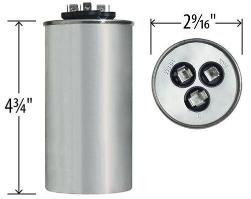 Двојниот кондензатор ClimeK одговара на Payne P291-6014R - 60 + 10 UF MFD X 440 VAC Round