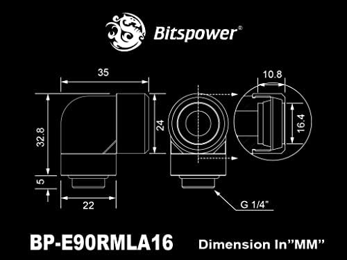 Bitspower Напредни Ротациони G1/4 90-Степен Мулти-Линк Адаптер Фитинг за 16mm Од Цврсти Цевки, Делукс Бела