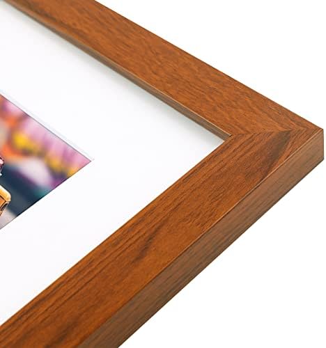 Голден Стејт уметност, 7x14 кафеава рамка за колаж со цврсто дрво со МАТ прикажува 4 x6 слики