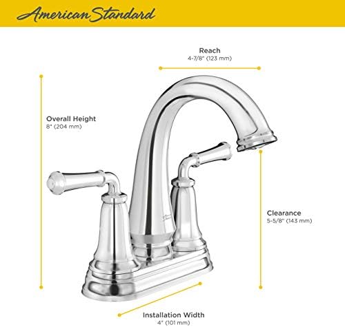 Американски стандард 7052207.002 Delance Centerset Faucet со pop-up одводот, полиран хром