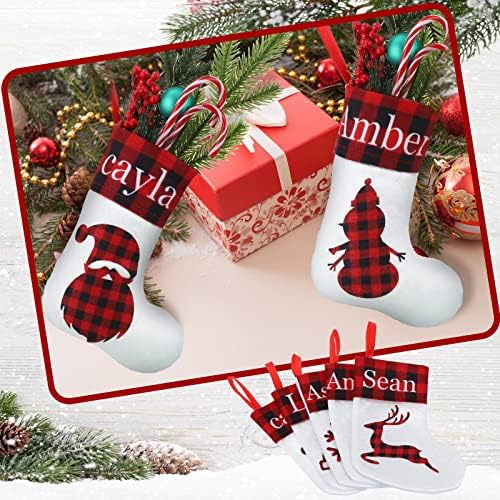 36 пакувања Божиќни чорапи Декорација на рефус црвен бивол карирани божиќни чорапи картички за подароци третираат бонбони торба