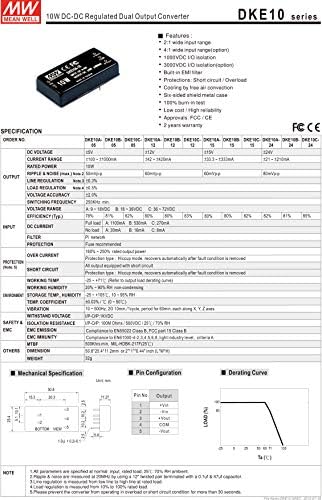 ЗНАЧИ ПА DKE10A-15 -/+15V-/+33.3~- / +333mA 10W DC-Dc Регулиран Двоен Излезен Конвертор DC/DC Конвертор