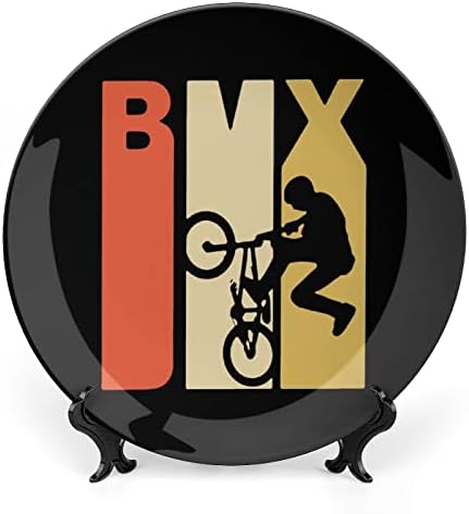 Ретро 1970 -ти стил BMX коска Кина Декоративна плоча Тркалезна керамичка плочи занает со приказ за домашна канцеларија wallид вечера