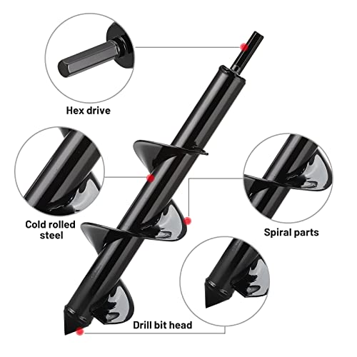 Дупчалки за дупчалки За садење 2 Пакување - 1,6 x9 и 3 x12 за 3/8 Хексадецимален Погон Бит Пост Дупка Копање За Градинарски Растенија Цвеќиња