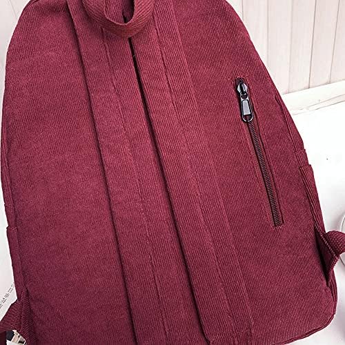 Hyuyikuwol Casual Corduroy Rankpack Travel Daypack Book Bag Bag лаптоп торба за жени мажи, вино црвено
