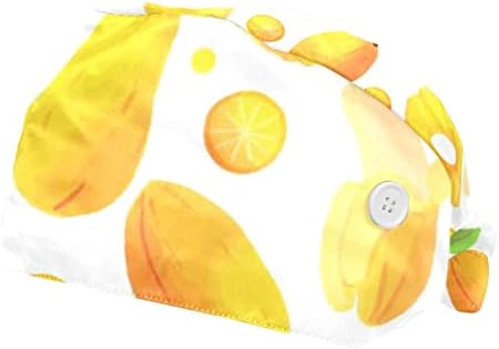Работно капаче со копче, 2 парчиња прилагодлива вратоврска за вратоврска за потпетица за коса за жени, овошје банана портокалова