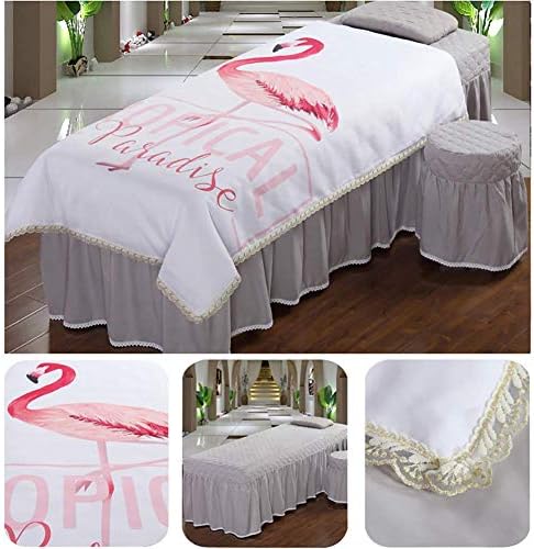 ZHUAN Premium Massage Table Sheet Sets with Face Rest Hole Massage Beds Skirt Pillowcase Lace Beauty Salon Physiotherapy Bedspreads-Gray
