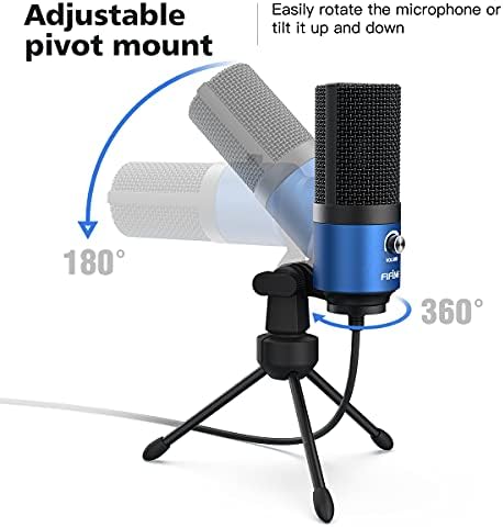 Pifine Voice преку микрофон и компјутерски микрофон, USB-микрофон за снимање со контрола на добивка за стриминг, игри, емитување, видео на YouTube, домашно студио, приклучок и ?