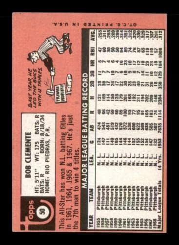 50 РОБЕРТО Клементе УЕР ХОФ - 1969 Топс Бејзбол Картички ОЦЕНЕТ ЕКС+ - Бејзбол Плочи Автограмирани Гроздобер Картички