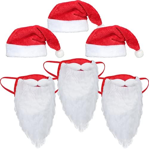Виченпал 3 Поставува Божиќна Капа И Маска За Брада На Дедо Мраз Божиќни Облоги За Лице За Возрасни Празничен Костим На Дедо Мраз Капа