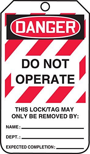 Ознаки за заклучување на Accuform, пакет од 5, не работат, направивме ознаки во согласност со OSHA, отпорни на солза и вода PF-картичка,