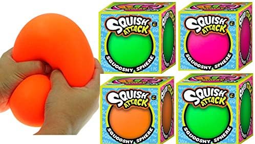 Ja-ru Squish Attack Giant Stress Balls 4 инчи Jumbo Super Squishy Tough Tougs за деца и возрасни. Голем стрес и сензорни играчки за олеснување