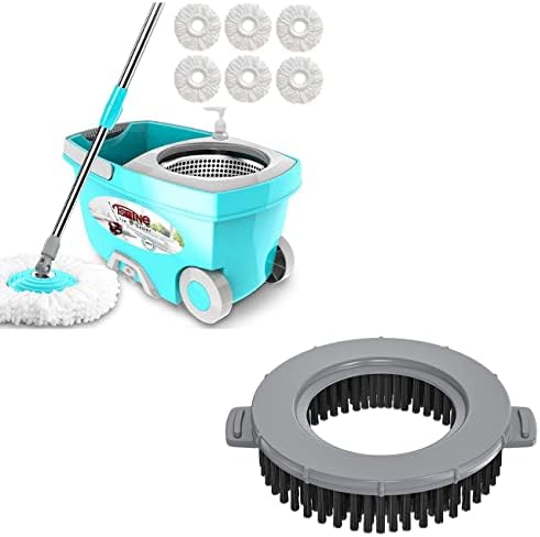 Tsmine Spin Mop Bucket System Не'рѓосувачки челик Делукс 360 кофа за вртење на четка ， четка за чистење на подот