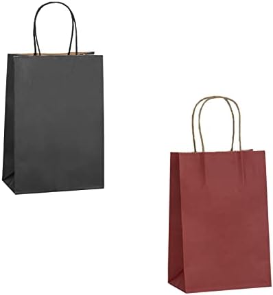 Ронвир 50 парчиња мали црни торби за подароци 5.25 x 3,25 x 8 инчи + 50 парчиња мали црвени торби за подароци 5.25 x 3,25 x 8 инчи