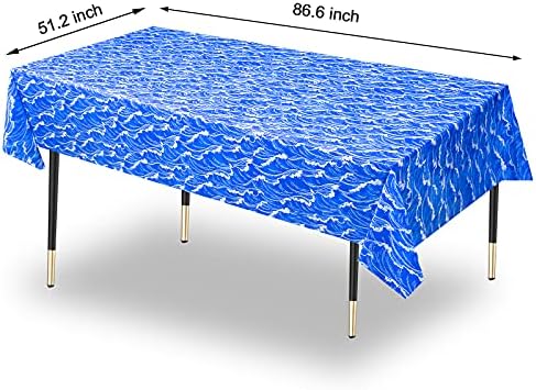 Lcoor 3 парчиња Океански Бранови Пластичен Чаршав, Пластична Покривка За Маса За Еднократна Употреба На Океански Забави За Базен На Плажа Материјали
