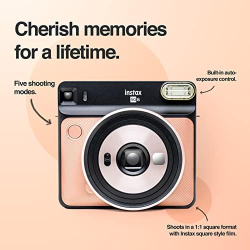 Fujifilm Instax Плоштад SQ6 + Fujifilm Instax Плоштад Инстант Филм Пакет Со Зделки Број Еден Крпа За Чистење