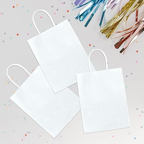 10.5 Мали торби за подароци со ткиво - 25 пакети торби за подароци со бела хартија со рачки, торби за фаворизи, вреќи со добра, торби за добра, забавни кеси за деца роденд