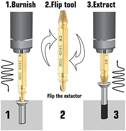 Делови на алатката 5 парчиња екстрактор на завртки Постави алатки за уривање оштетени оштетени завртки и завртки за изложба на завртки соблечен