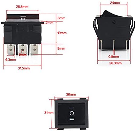 PCGV KCD7-303 Прекинувач за прекинувачи на 9 пински 36 * 31mm 16A250V/20A125V прекинувач за напојување