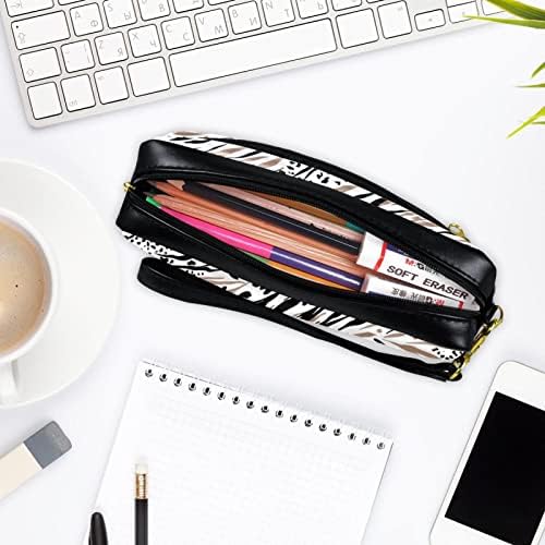 Animalивотински тигар Лепард текстура со молив за молив, кутија за пенкало, тинејџерски држач за канцелариски материјал, сочинуваат торбичка