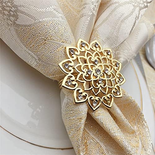 KLHHG 10 парчиња банкет метална цветна уста крпа прстен за салфетка вечера прстен за венчавки (боја: а, големина