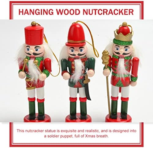 АБАОДАМ божиќен декор 3 парчиња дрвени оревици војници Божиќни оревици фигури војник виси украси за елката за украси за елки, играчка