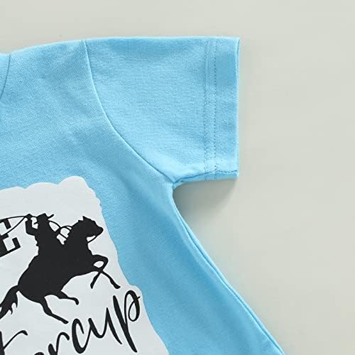 Доксеј дете бебе девојче западна облека крава печати кратки ракави маици врвови разгорени панталони bellвонче дното на кукавицата облеки поставени