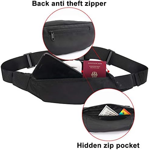 Anrui Мал фани пакет за мажи и жени, торба со вкрстена лента со прилагодлива лента плус долга торба за половината за жени, мал пакет за половината за спортско пешачење