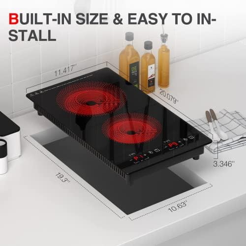 GTKZW Electric Cooktop, 12 -инчен електричен шпорет со LED екран на допир, 110V независна контрола 20 температурни опсези 9