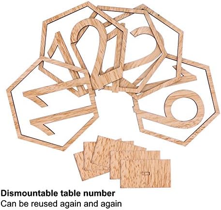 Уфурти се потпираат Број на дрвени табели, 1-20 свадбени броеви на дрвени табели Хексагон геометриски прием стои декор за настани за