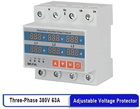 DFAMIN 380V 63A Прилагодливи двојни дигитални преку и под напон заштитник ДИН железнички реле за пренасочување над тековната заштита