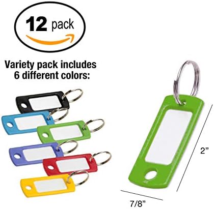 Среќна линија Флексибилна ознака со пластични клучеви со боја со 3/4 Сплит прстен, во разновидни бои, 12 пакувања