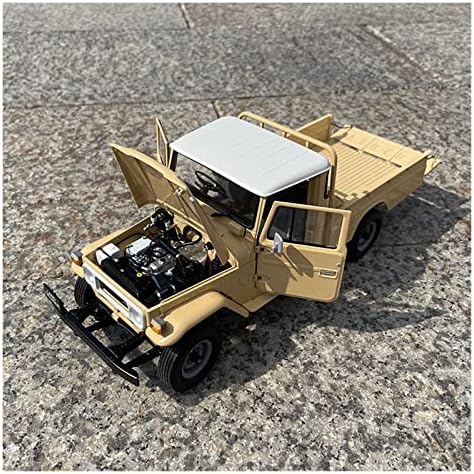 Модели на скала на Хиндка 1 18 За Toyota Land Cruiser жолто пикап легура Die Casting Static Model Car Collection Display Manight Mase подарок мини возила