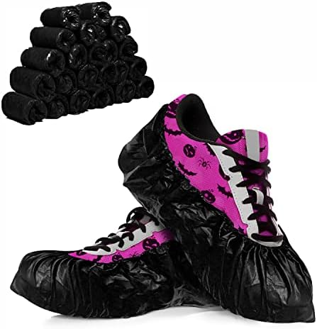 Обвивки за чевли со црна боја за еднократна употреба за затворено, на отворено 16 x 5,75, пакет од 100 капаци за нозе на CPE за чевли за еднократна употреба, водоотпорни чев