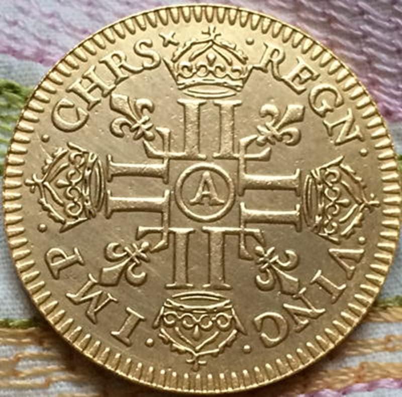 1643 Француски монети бакарни златни позлатени антички сребрени доларни монети занаетчиски занаети можат да дуваат