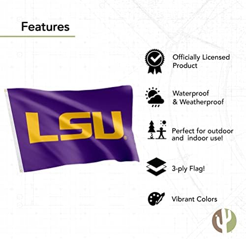 Знамиња на LSU, двојно еднострани тигри Геукс Луизијана Банери полиестер затворено на отворено 3x5