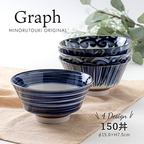 Minoutouki Mino Ware Graph Bowl Tokusa сет од 2, φ5.91 × H277.56in 10.71oz направен во Јапонија