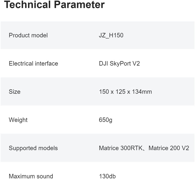 JZ H150 OSDK 130dB Визуелен дрон Gimbal звучник 500M растојание за пропагирање за DJI Matrice 200 V2/300 RTK