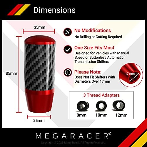Мега тркач реално јаглеродно влакно и црвено копче за смена на алуминиум - за автоматско без копче и 4, 5, 6 брзини со брзина на менувачи,