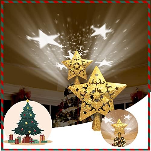 Топер Светла За новогодишна Елка, LED Осветлена Ѕвезда Божиќен Топпер Проектор Со Проекција За Подароци За Декор На Еднорог соба За Девојки