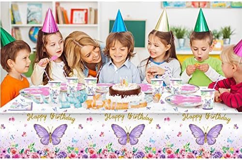 Lnkdeya Purple Butterfly Resident Party Supplies, Parting Party Parts, чаши, салфетки и прибор за јадење, украси за забава