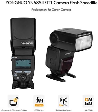 dsfen YN685II Flash Speedlite ETTL Speedlight Вграден 2.4 G Безжичен Rf Систем 1 / 8000s Синхронизација Со Голема Брзина Со Lcd Дисплеј