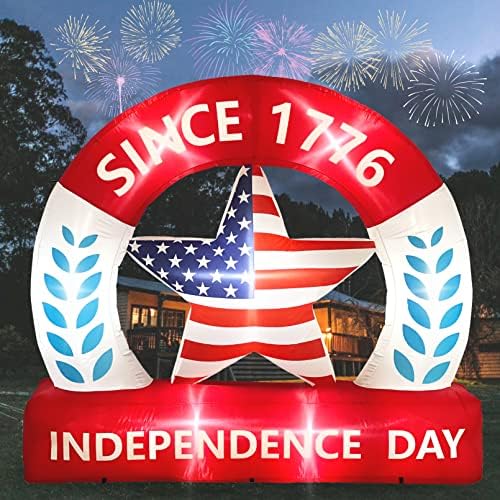 Бухеко 4 -ти јули надувување на надуени украси на отворено 7 метри високи патриотски ден на независност, двор декор на надувување на лакот за внатрешни работи, затво?