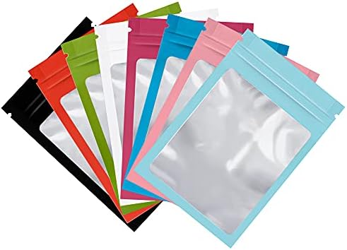 100-пакувајте мешани вреќи за повторно запечатување милар отпорни на мирис, патент со фолија кеси отпорни на мирис на предниот прозорец