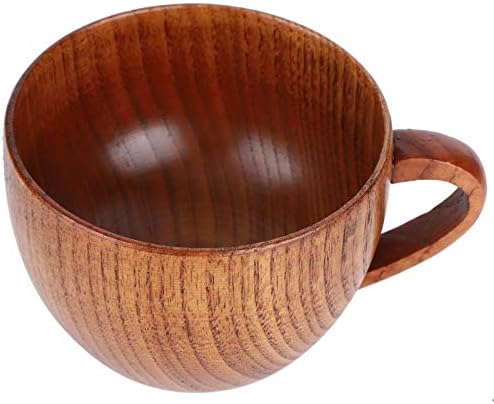 Дрвени чаши за пиво, рачно изработена ретро кафеава кафе чаша со рачка, цврста џуџубе дрвена кригла Преносна чаша чаша чаша чаша чаша за кампување