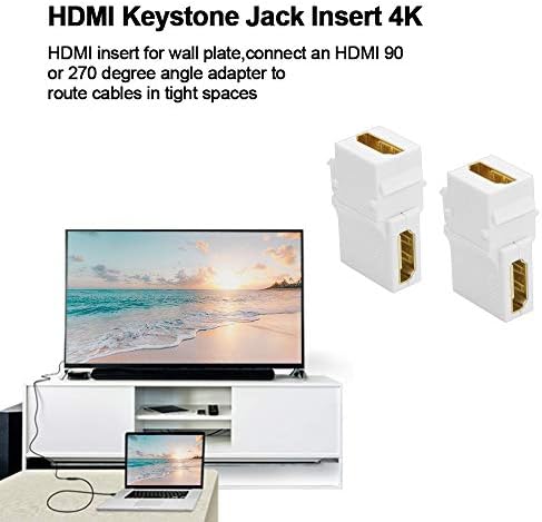 Poyiccot HDMI Keystone Jack, 2 Пакет 90 Степен HDMI Клучен Камен Женски На Женски HDMI Вметнете За Адаптер За Спојка Со Ѕидни